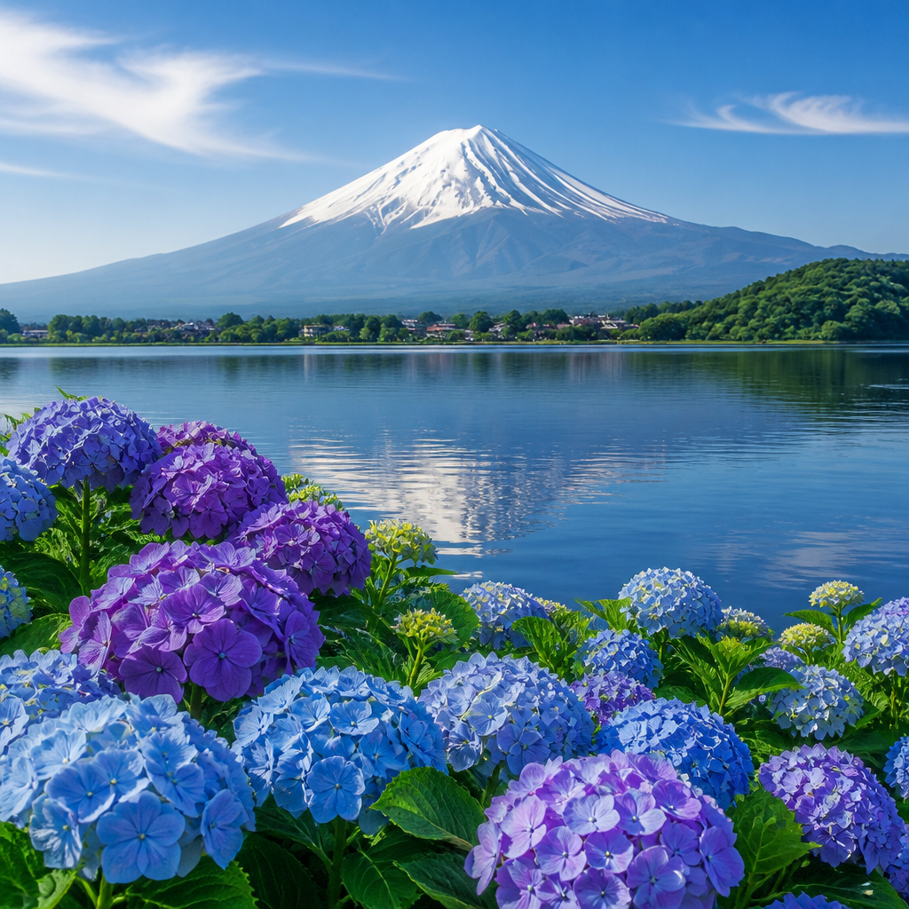 2. 富士山と紫陽花の絶景