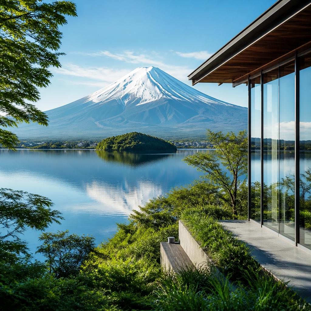 富士山の美しい景色を背景に働く魅力